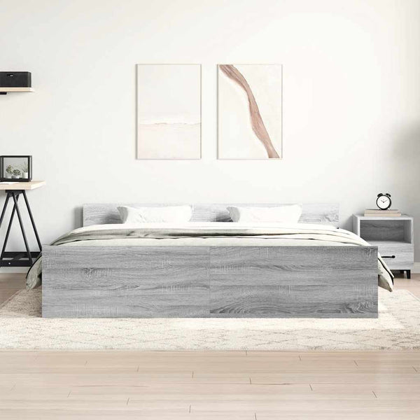 Bettgestell 160x200 cm Grau Sonoma