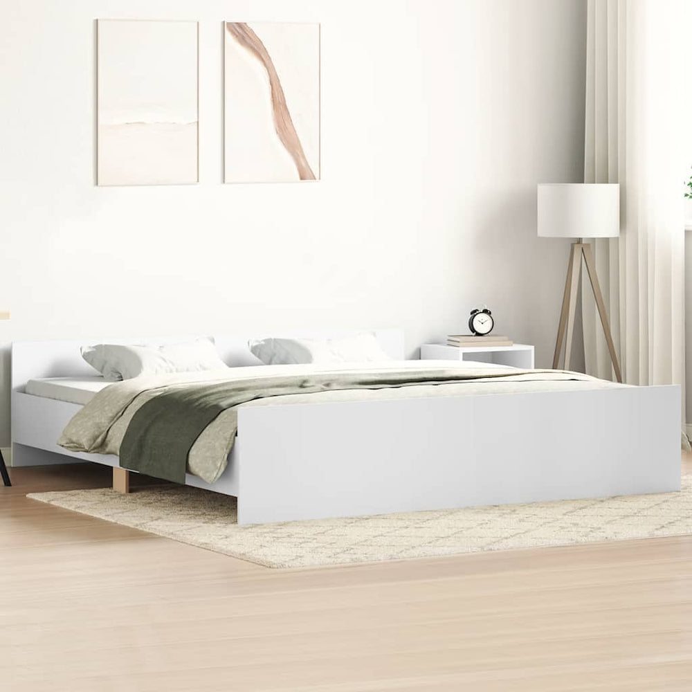 Bettgestell Weiß 180x200 cm mit Kopf- und Fußteil