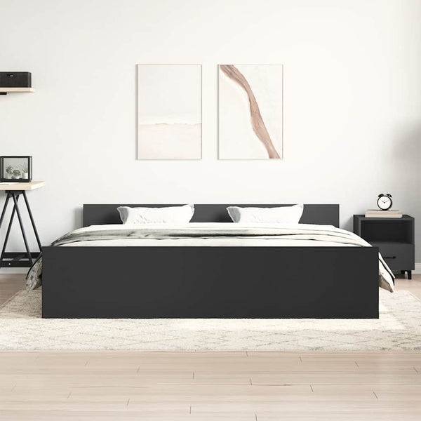 Bettgestell Schwarz 180x200 cm mit Kopf- und Fußteil