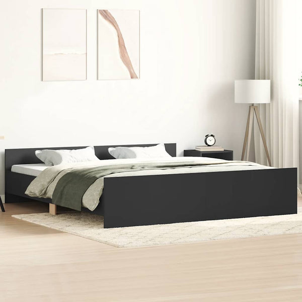 Bettgestell Schwarz 180x200 cm mit Kopf- und Fußteil