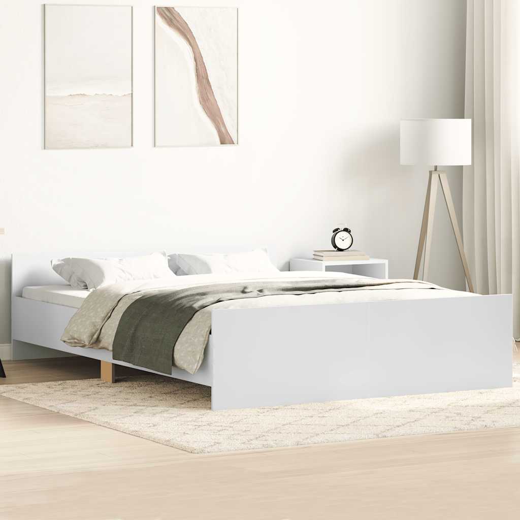 Bettgestell Weiß 120x190 cm mit Kopf- und Fußteil