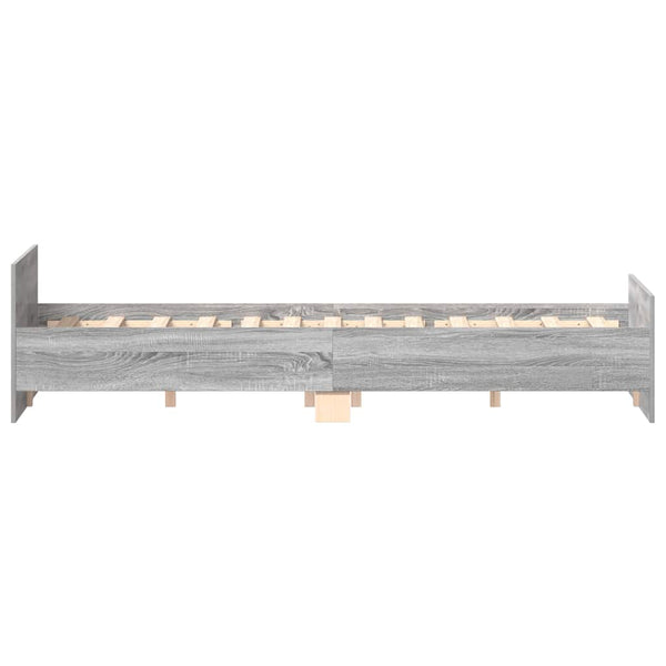 Bettgestell 140x190 cm Grau Sonoma mit Kopf- und Fußteil