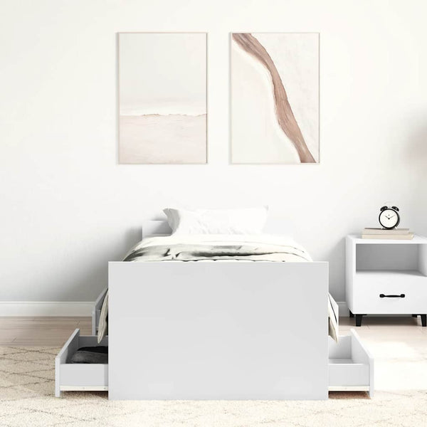 Bettgestell Weiß 100x200 cm mit Kopf- und Fußteil