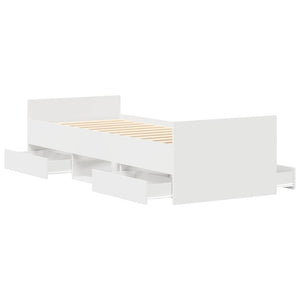 Bettgestell Weiß 100x200 cm mit Kopf- und Fußteil