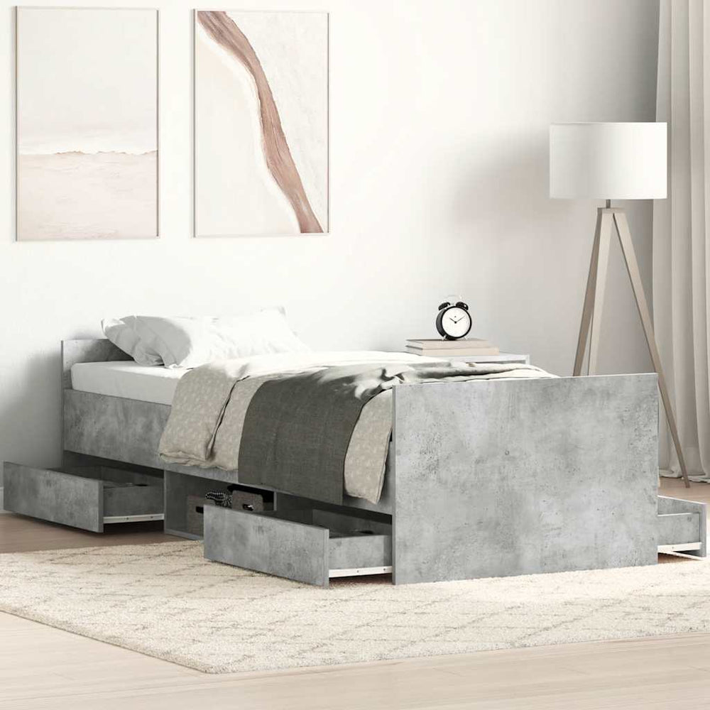 Bettgestell Betongrau 100x200 cm