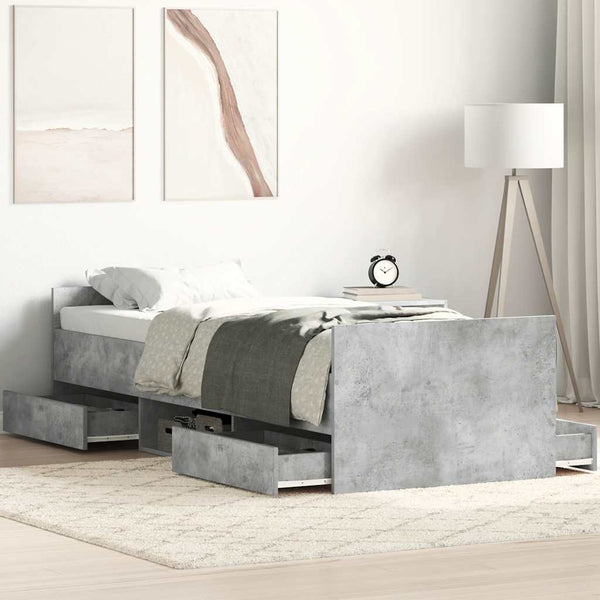 Bettgestell Betongrau 90x200 cm