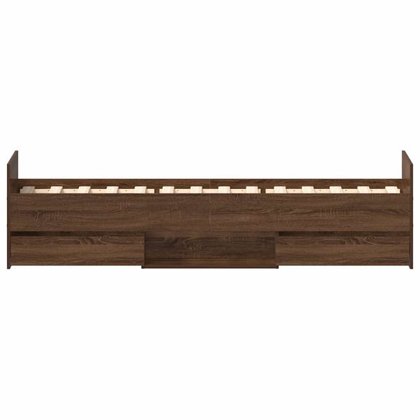 Bettgestell Braun Eiche 90x200 cm mit Schubladen