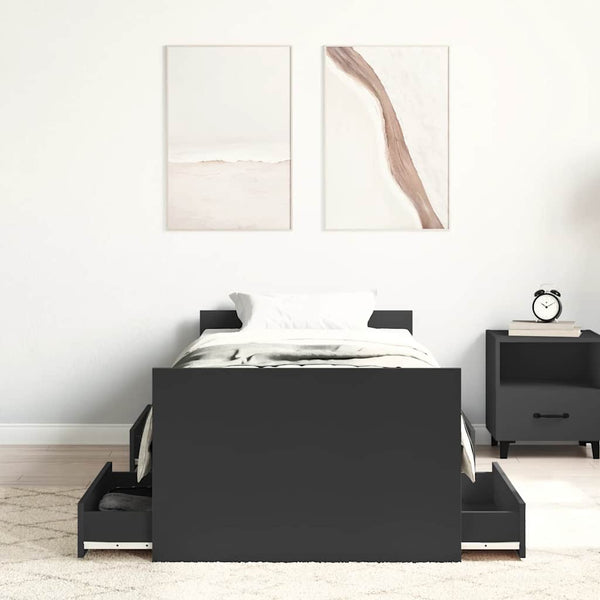 Schwarzes Bettgestell 90x190 cm