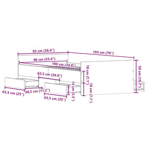 Bettgestell Betongrau 90x190 cm