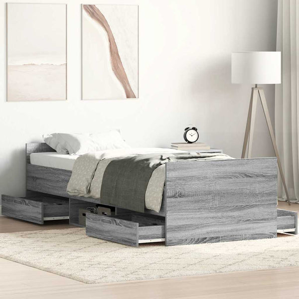Bettgestell Grau Sonoma 90x190 cm