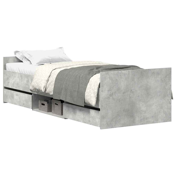 Bettgestell Betongrau 75x190 cm