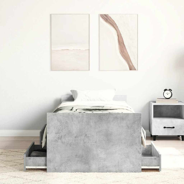 Bettgestell Betongrau 75x190 cm