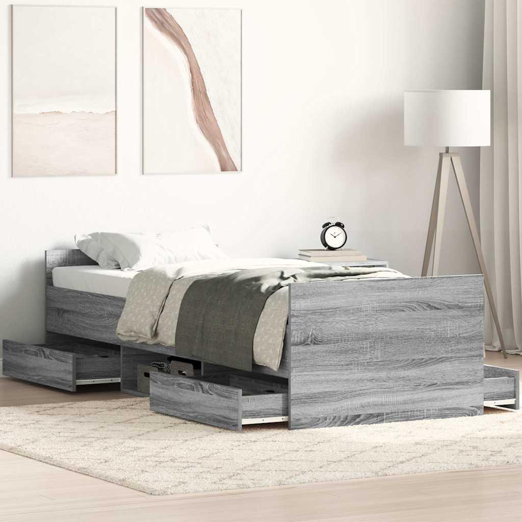 Bettgestell Grau Sonoma 75x190 cm