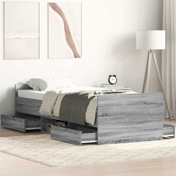 Bettgestell Grau Sonoma 75x190 cm