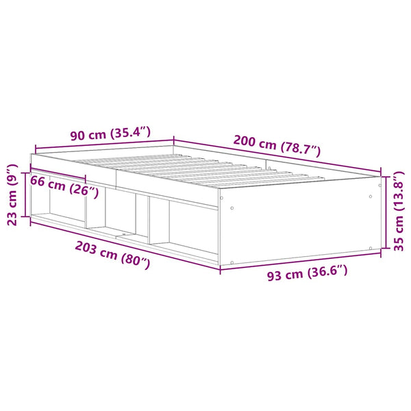 Bettgestell Weiß 90x200 cm