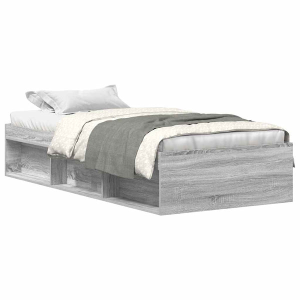 Bettgestell 90x200 cm Grau Sonoma