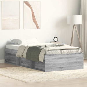 Bettgestell 90x200 cm Grau Sonoma