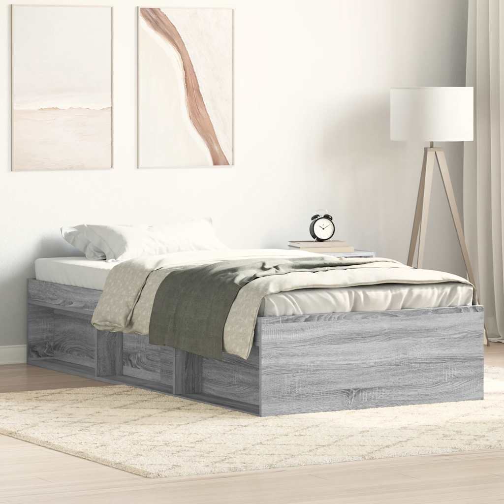 Bettgestell 90x200 cm Grau Sonoma