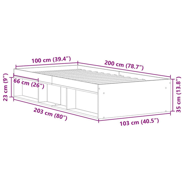 Bettgestell Schwarz 100x200 cm