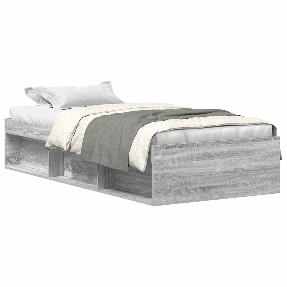 Bettgestell 100x200 cm Grau Sonoma