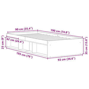 Bettgestell Räuchereiche 90x190 cm