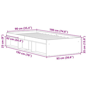 Bettgestell 90x190 Braun Eichen-Optik