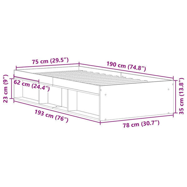 Bettgestell Schwarz 75x190 cm