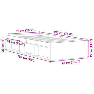 Bettgestell Räuchereiche 75x190 cm