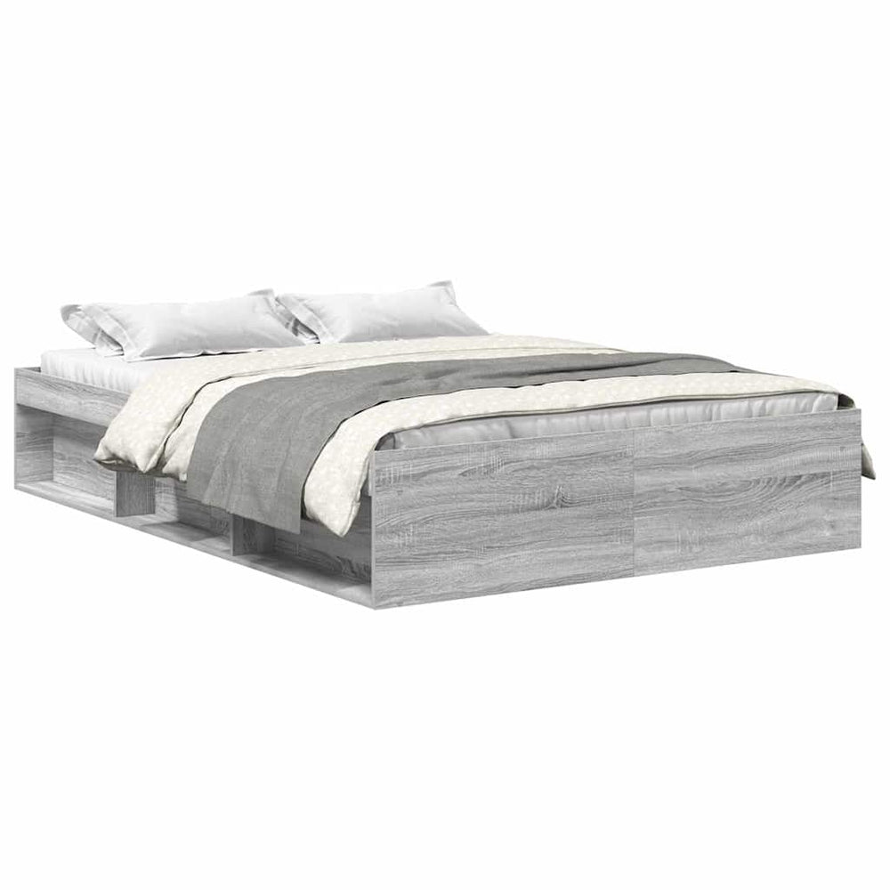 Bettgestell 140x200 cm Grau Sonoma