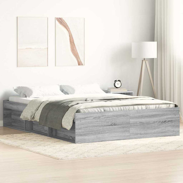 Bettgestell 140x200 cm Grau Sonoma