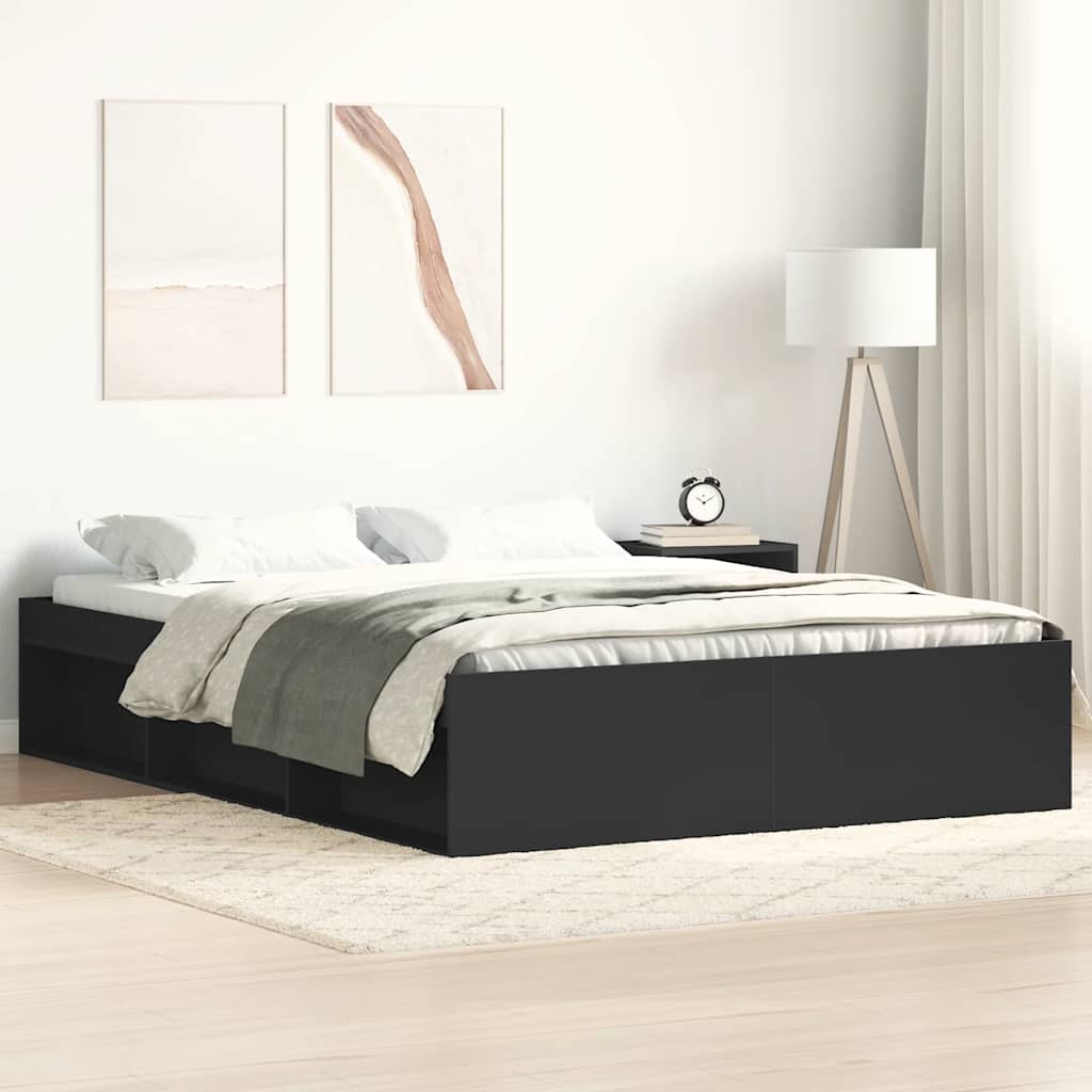 Bettgestell Schwarz 150x200 cm mit Stauraum