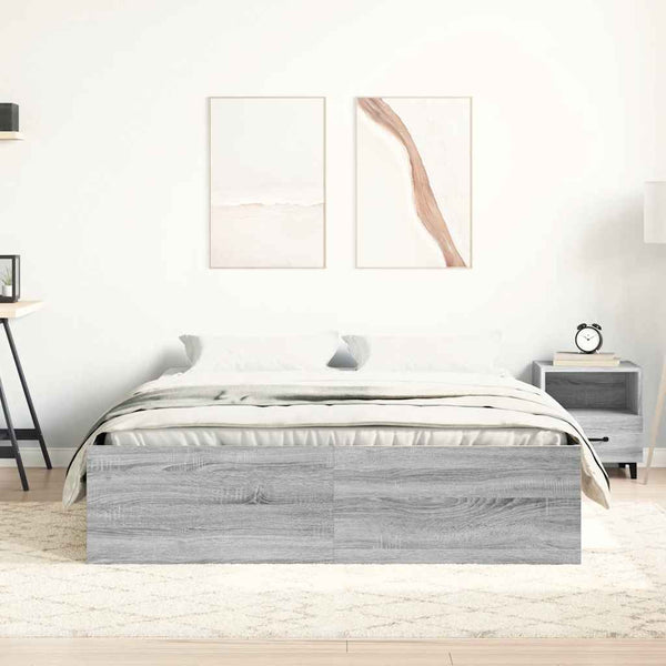 Bettgestell 150x200 cm Grau Sonoma