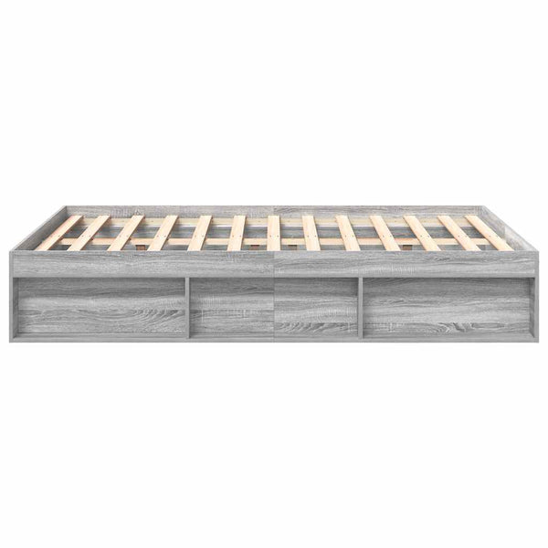 Bettgestell 150x200 cm Grau Sonoma