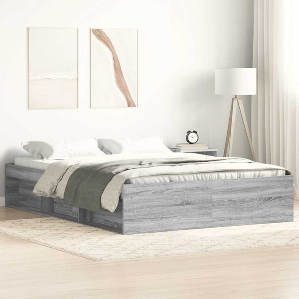 Bettgestell 150x200 cm Grau Sonoma