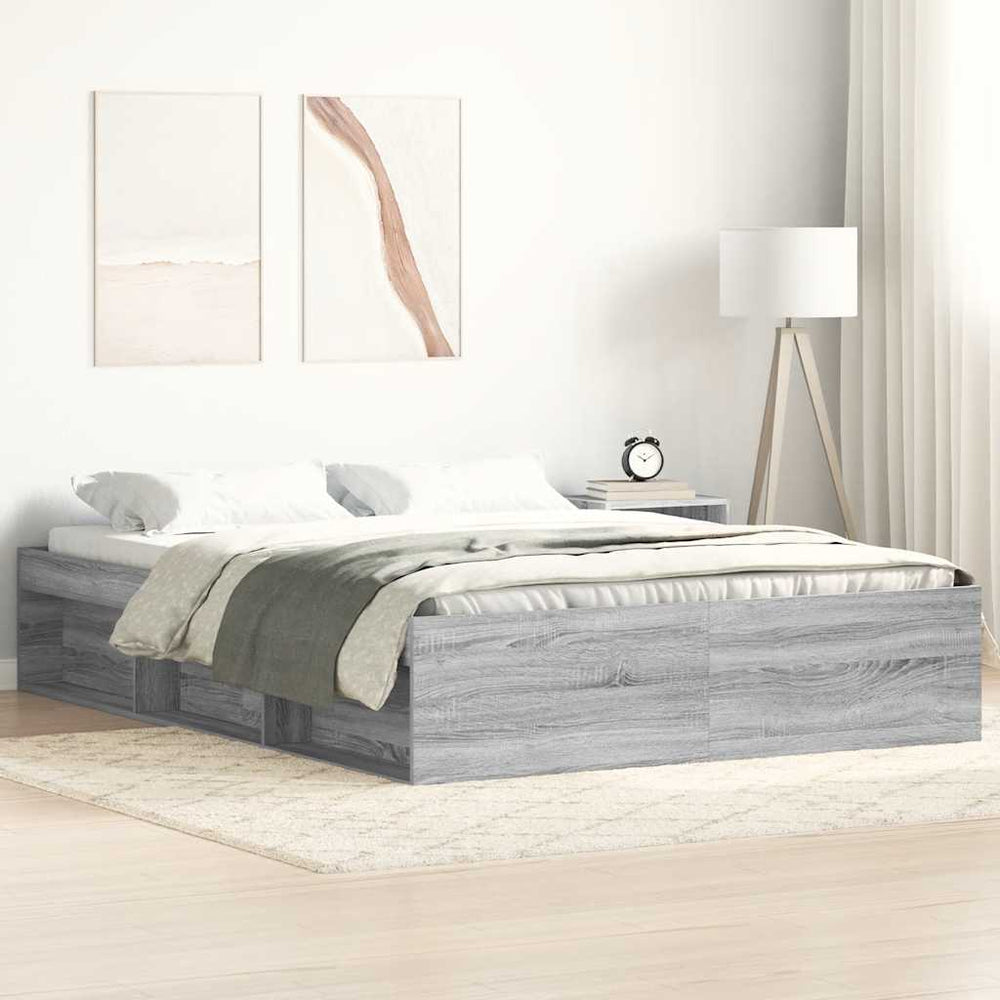vidaXL Bed Frame Grey Sonoma 160x200 cm