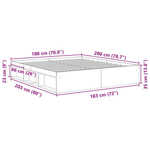 vidaXL Bed Frame Smoked Oak 180x200 cm