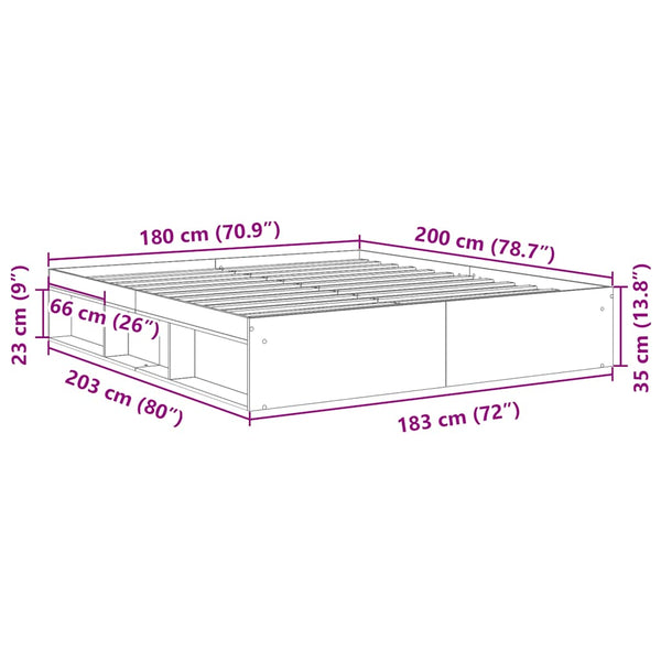 vidaXL Bed Frame Smoked Oak 180x200 cm