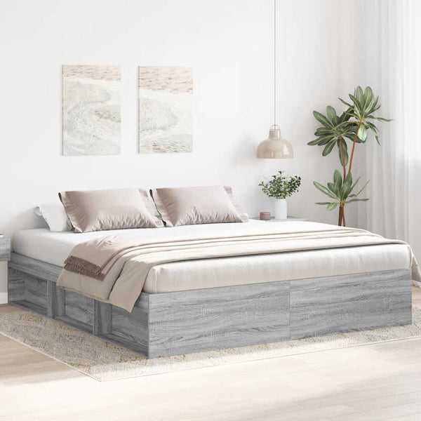 vidaXL Bed Frame Grey Sonoma 180x200 cm