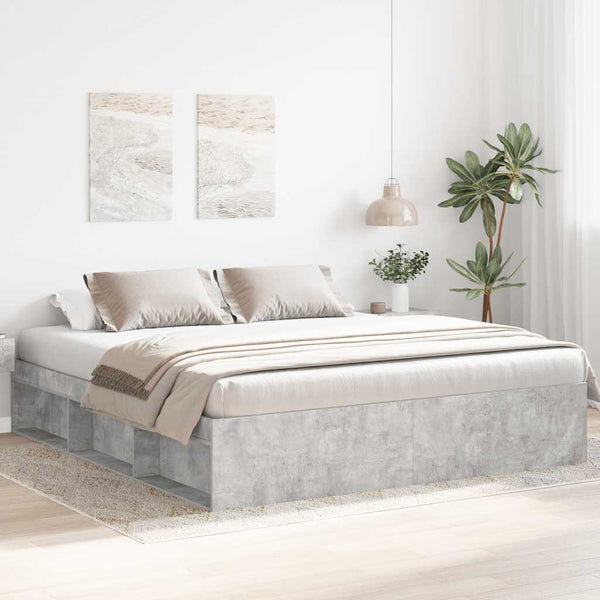 vidaXL Bed Frame Concrete Grey 200x200 cm