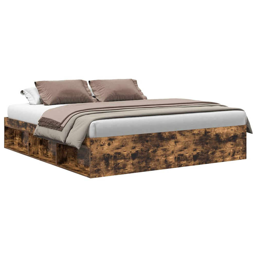 vidaXL Bed Frame Smoked Oak 200x200 cm