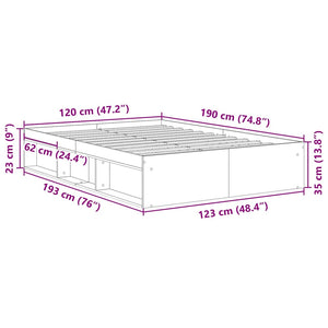 vidaXL Bed Frame Brown Oak Look 120x190 cm