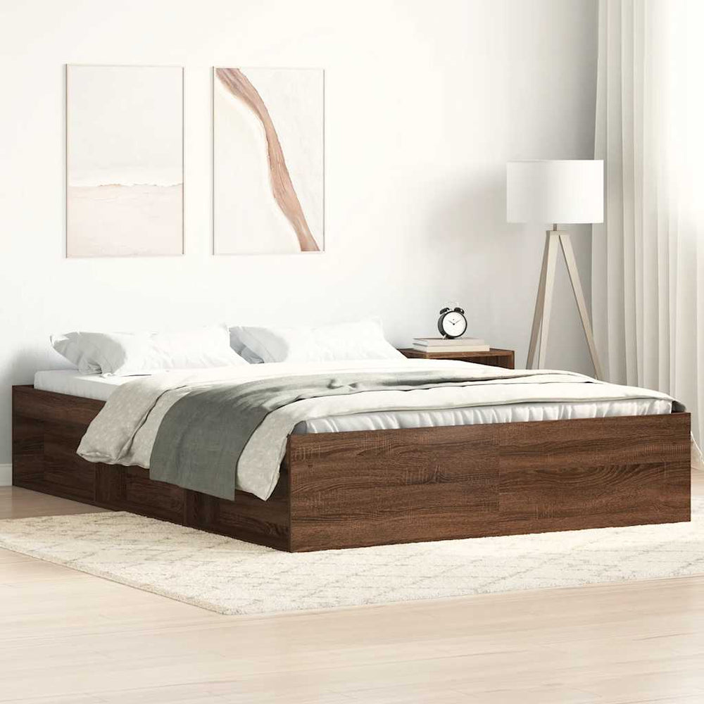 vidaXL Bed Frame Brown Oak Look 120x190 cm