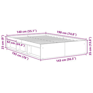vidaXL Bed Frame White 140x190 cm