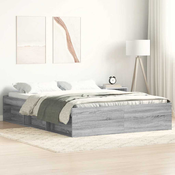 vidaXL Bed Frame Grey Sonoma 140x190 cm