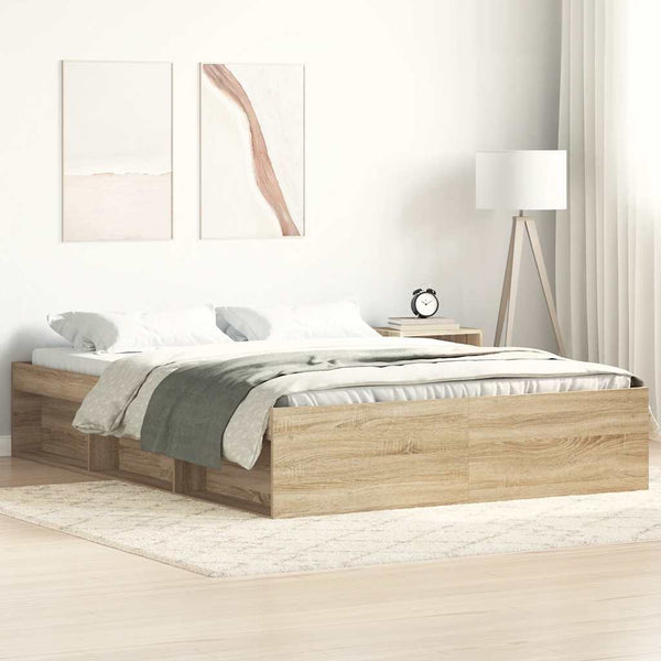 vidaXL Bed Frame Sonoma Oak 135x190 cm