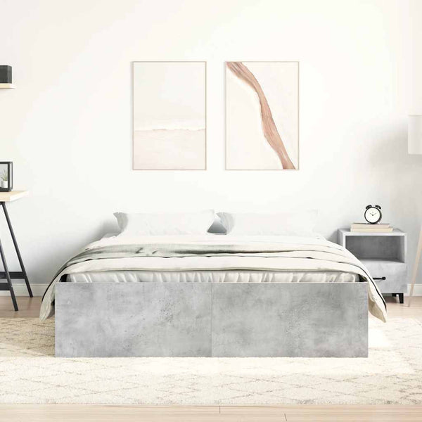 vidaXL Bed Frame Concrete Grey 135x190 cm
