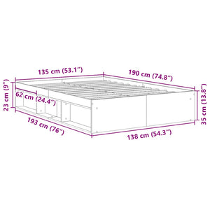 vidaXL Bed Frame Concrete Grey 135x190 cm