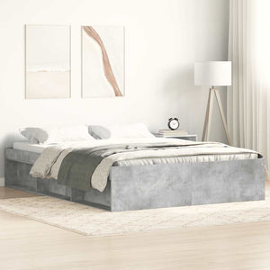 vidaXL Bed Frame Concrete Grey 135x190 cm
