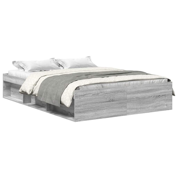 vidaXL Bed Frame Grey Sonoma 135x190 cm