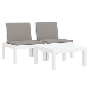 vidaXL 3-piece Garden Lounge Set with Cushions White PP